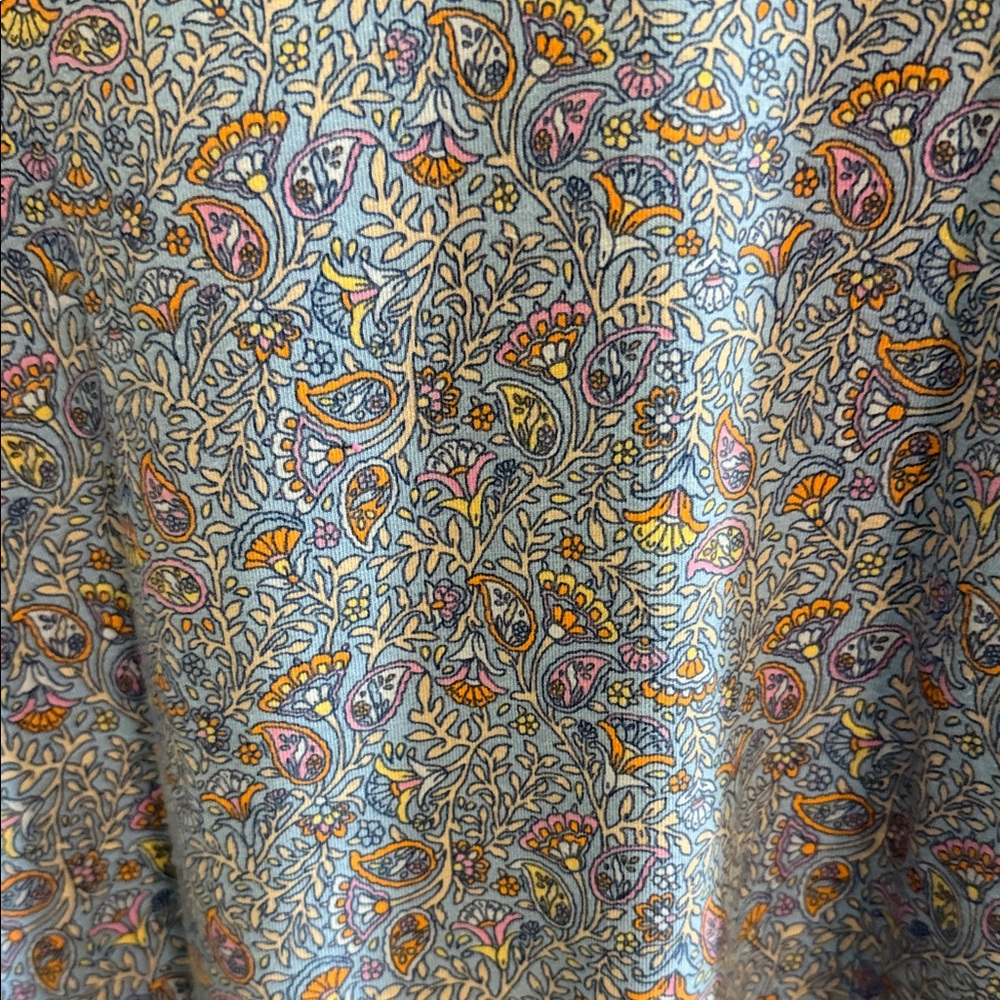 J. Jill Light  Blue Paisley V-Neck Women's Top Forward Seam Tee 2X - Picture 5 of 5